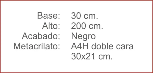 Poste INDICADOR A4 Horizontal Negro - Imagen 2
